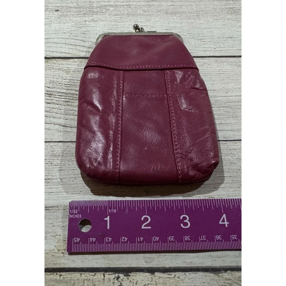 Vintage Magenta Leather Kiss Lock w/Pocket Cigarette Case 6